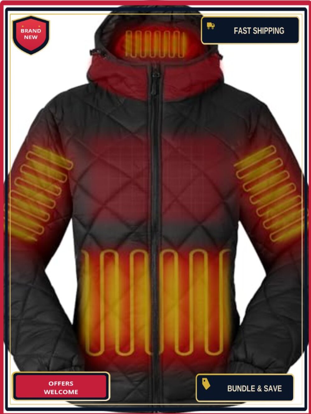 Women's Quilted Heated Jacket Battery Warm Winter Coat